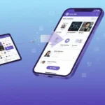 Illustration of the URLFAM mobile interface on a smartphone and tablet, highlighting seamless connection, sales conversion, and integrated content display.